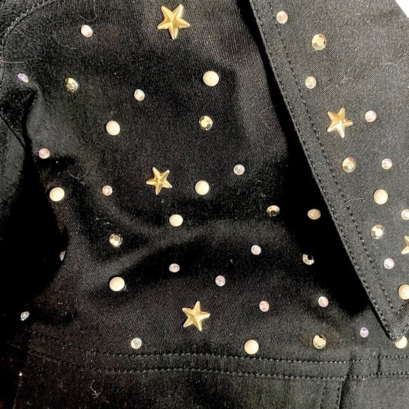 NEW Quacker Factory black jean jacket size 2X bling sequins stars rhinestones - Picture 7 of 8